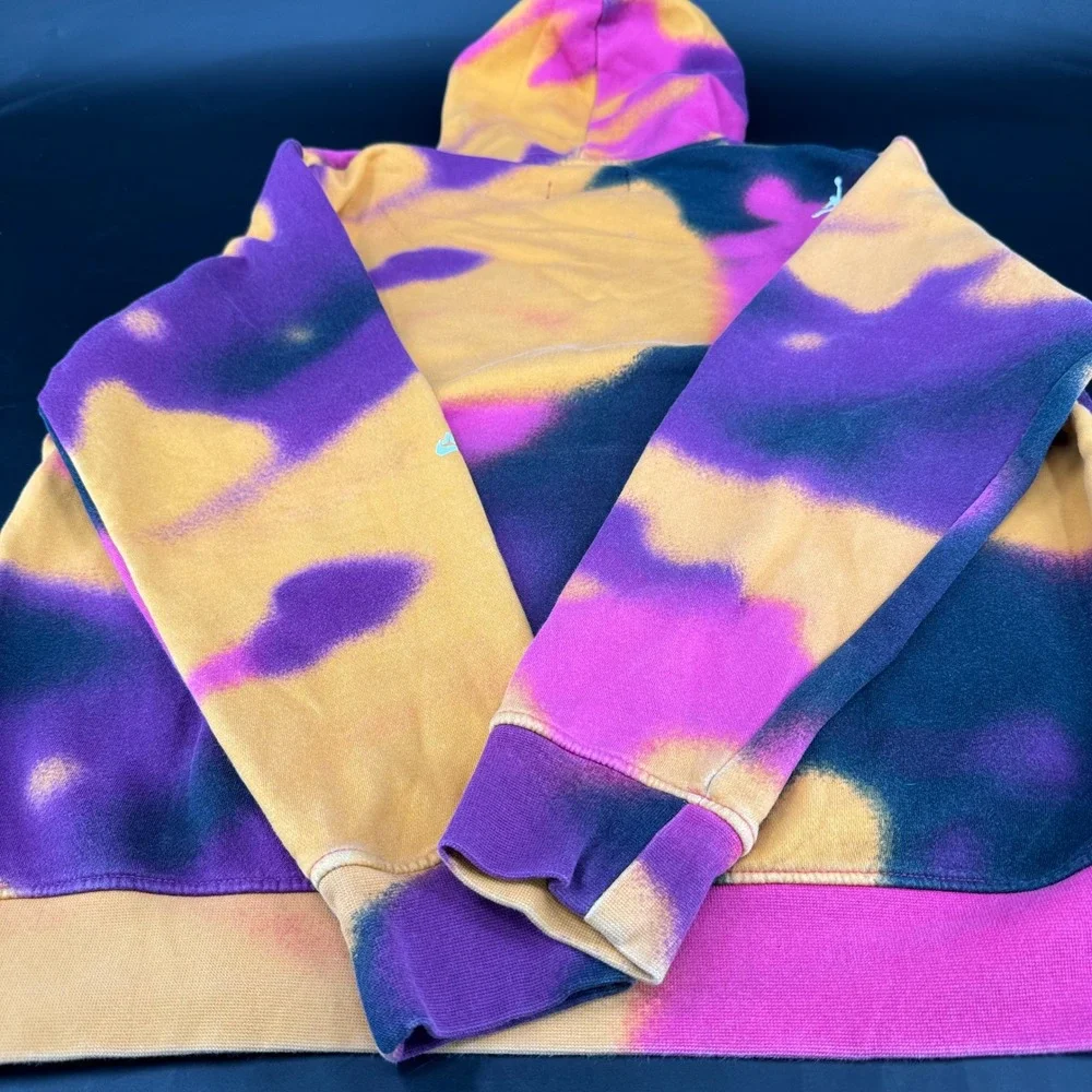 Jordan Nike Mens Tie Dye Hoodie Purple Orange Pink Jumpman Fleece Sweatshirt M - Picture 7 of 9